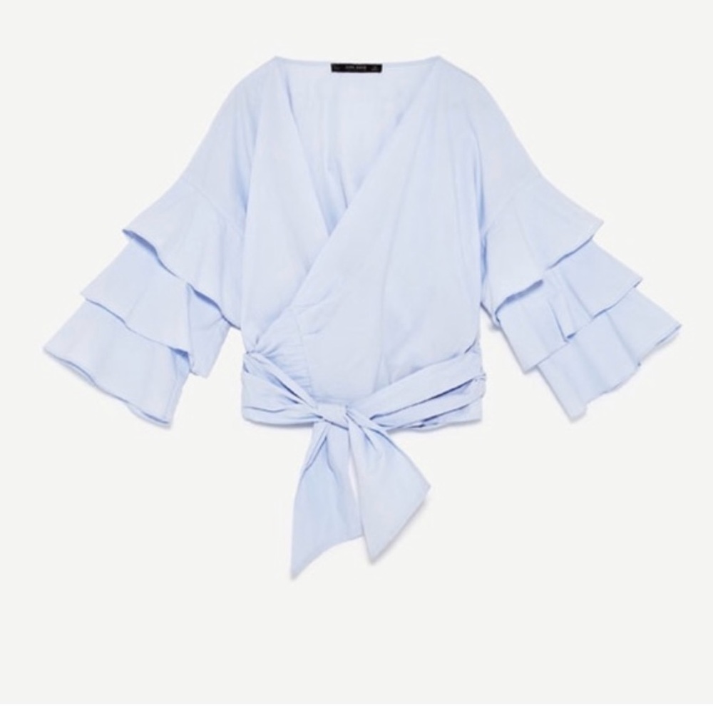 Zara wrapped bell sleeve blouse- size medium